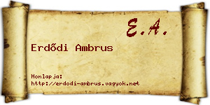 Erdődi Ambrus névjegykártya